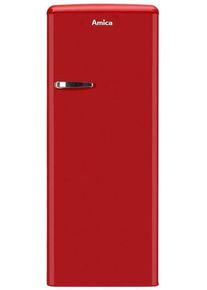 Amica KSR 364 150 R Retro Kühlschrank mit Gefrierfach, 55 cm breit, 218L, LED-Beleuchtung, chili red