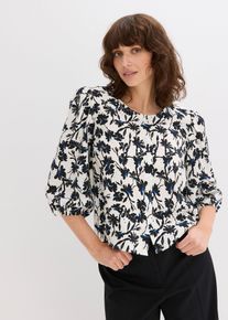 bonprix Femei Bluză cu mâneci scurte din material texturat, alb, 40