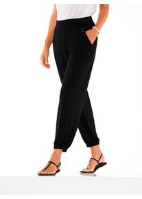 Dames Jerseybroek met elastische boordjes, viscose in zwart ,maat 44, WITT, 100% Viscose