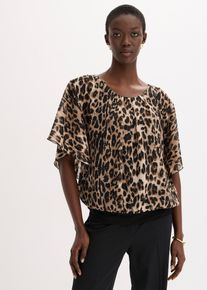 bonprix Mujer, Blusa tipo túnica de gasa, beige, 48/50