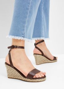 Sandalett med kilklack - brun - storlek 36 - bonprix