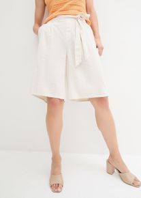 Linnebermudas - beige - storlek 36 - bonprix