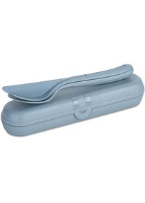 Koziol Kozio Klikk Ready Etui + Besteckset, 3-teilig, nature flower blau