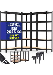 Monzana Schwerlast- und Eckregal 3er-Set Schwarz je 875kg