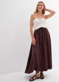 bonprix Mujer, Falda larga de mezcla de lyocell fluido, marrón, 42