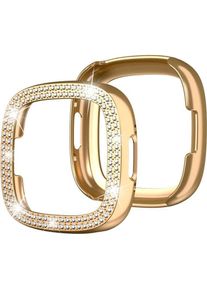 Cover-Discount Fitbit Versa 4 / Sense 2 - Glitzer Strass Schutz Case gold, Smartwatch Zubeh&ouml;r, Gold