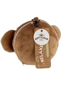 Puckator, Reisezubehör, Relaxeazzz Plüsch Affe rundes Reisekissen & Augenmaske, Braun