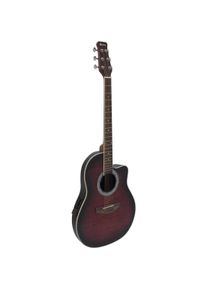 Dimavery RB-300 Roundback (Halbakustik Gitarre, Fichte, Walnuss), Gitarre, Rot