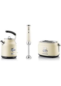 Westinghouse Retro Frühstücksset, 2-Schlitz Toaster, Wasserkocher, Stabmixer, Küchenmaschine, Weiss