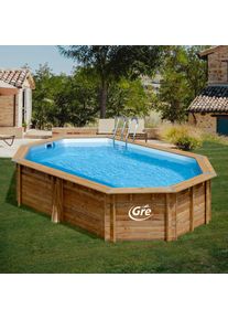 GRE Canelle 2 Holzpool Set, 536x336x117cm, oval, Sandfilteranlage