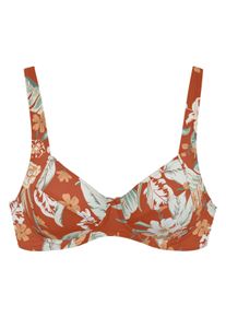 Sunseeker Dames Beugelbikinitop in roestrood bedrukt ,maat 38G, Witt, 84% Polyamide, 16% Elastan