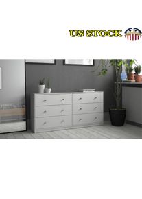 Portland Contemporary 6 Drawer Dresser Adult Storage Unit Scandinavian Design Bedroom Organizer Smooth Glides Assembly Required