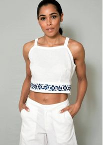 Strandtop in modischem Schnitt in weiß - Alba Moda