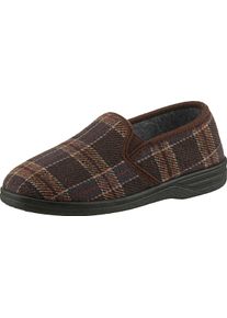 Heren Huisschoen met elastieken opzij bruin geruit Maat 46