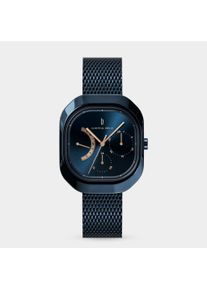 Orologio Classico Multifunzionale da Donna - Blu - Cassa rettangolare in acciaio chirurgico, Vetro minerale indurito con zaffiro, Cinturino in maglia