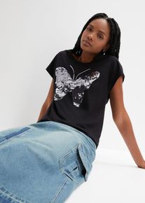 T-shirt à sequins - noir - taille 58/60 (3XL) avec coton - bonprix