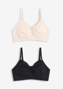 Lot de 2 soutiens-gorge d’allaitement coton sans armatures - noir - taille 120C avec coton - bonprix