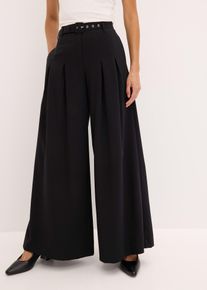 Pantalon à pinces avec ceinture (ens. 2 pces) - noir - taille 46 - bonprix