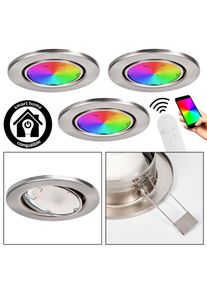 hofstein Osran Spot encastrable au plafond, Spot de plafond, Spot encastrable LED Nickel mat, 3 lumières, Télécommandes