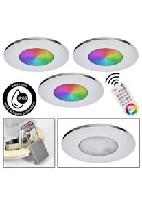 hofstein Paron Spot encastrable au plafond, Spot de plafond, Spot encastrable LED Chrome, 3 lumières, Télécommandes