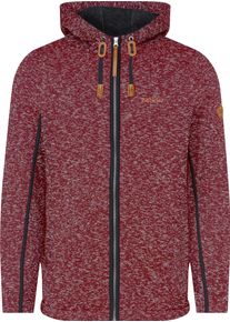 Marco Donati Herren Strickfleecejacke mit Kapuze dunkelrot-meliert Gr&ouml;&szlig;e 52/54