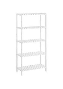 Hansiro Badezimmerregal Standregal , Weiß , Holz , 26x130x60 cm , Badezimmer, Badezimmerregale, Badregale