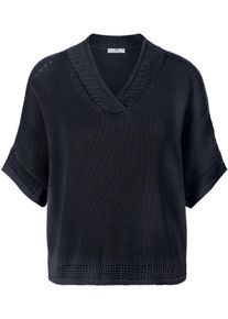 Peter Hahn - V-Pullover, blau, Gr. 44, Baumwolle