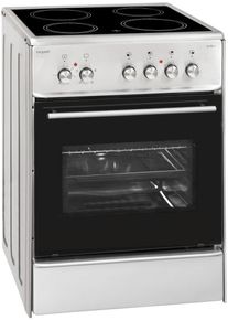 Exquisit ECM6-4 Inox Elektro-Standherd Glaskeramik-Kochfeld 60cm breit 61 Liter Grill Umluft Edelstahl inox