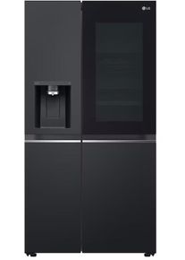 LG GSGV91EVAD Side-by-Side Stand-Kühl-Gefrierkombination 91,3cm breit 635 Liter Eis- Crushed Ice- und Wasserspender Wassertank WLAN Essence Black Stee