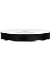 partydeco, Geschenkverpackung, Satin Ribbon, black, 6mm/25m (1 pkt / 1 pc.) (Geschenkband, 1 x)