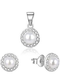 Beneto, Schmuck Set, Charmantes Silberschmuckset mit echten Perlen AGSET270PL (Anhänger, Ohrringe), Silber