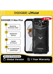 DOOGEE V Max Plus 5G Rugged Phone 6.58" 120Hz Dimensity 7050 16GB+512GB 22000mAh 200MP AI Camera Lighting Effect Smartphone