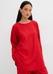 Tunica oversize in misto viscosa crinkle operato, Rosso, Taglia 54, bonprix