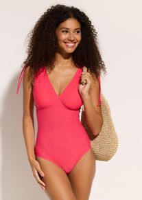 Costume intero con spalline larghe ed effetto modellante leggero, Fucsia, Taglia 54, bonprix