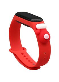 Hurtel Strap Xmas Wristband for Xiaomi Mi Band 4 / Mi Band 3 Christmas Silicone Strap Bracelet Red (Glove) (Kunststoff), Uhrenarmband, Rot