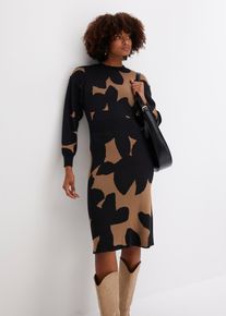 bonprix Femei Rochie tricotată cu lungime midi, bej, 32/34