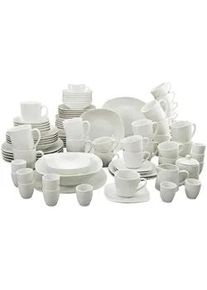 Creatable Kombiservice Square , Weiß , Keramik , 100-teilig , Uni , 200 ml,200 ml,300 ml , Geschirr, Geschirrsets, Kombiservice