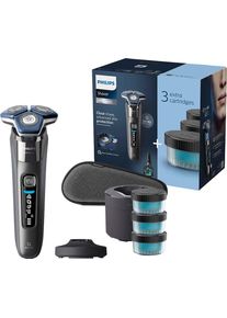 Philips Elektrorasierer »Shaver Series 7000 S7887/63«, Reinigungsstation, ausklappbarer Präzisionstrimmer, 4 Reinigungskartuschen, Ladestand, Etui, mit SkinIQ Technologie