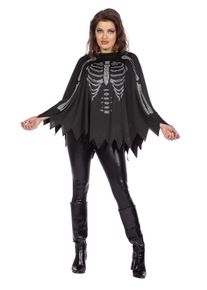 maskworld Poncho con scheletro glitterato
