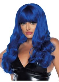 Leg Avenue Parrucca riccia con frange blu
