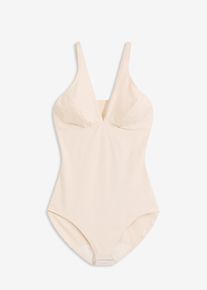 bonprix Mujer, Body con ligero efecto moldeador, beige, 48