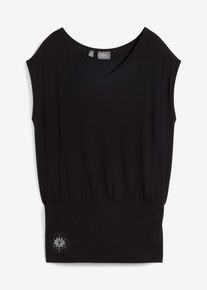 bonprix Női Sport póló széles szegéllyel az alján, fekete, 52/54