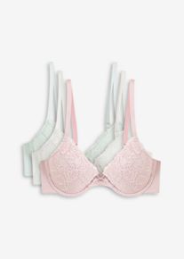 bonprix Femei Sutien push-up cu dantelă fină (set/3 buc.), mov, 80