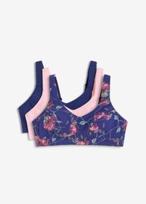 bonprix Női Merevítő nélküli melltartó (3 db-os csomag) bio-pamuttal, kék, 85