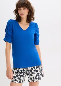 bonprix T-shirt z rękawami bufkami, niebieski, 40/42