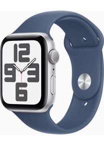 Apple Watch SE 44 mm (2022) | GPS | argento | Cinturino Sport Denim S/M