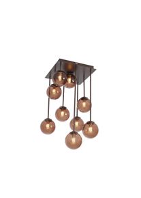 Qazqa Design mennyezeti lámpa bronz színben, bronz üveggel, 9-es - Athén