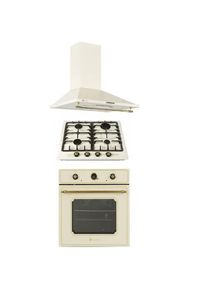 Pachet rustic Studio Casa Amalfi, cuptor electric , plita pe gaz si hota decorativa , gratare fonta, 270 mc / h, finisaj crem