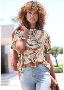 Lascana Damen Kurzarmbluse in khaki-rostbraun bedruckt ,Gr&ouml;&szlig;e 38, Witt, 100% Viskose