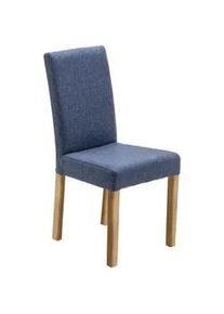Carryhome Stuhl , Blau, Eichefarben , Textil , Eiche , massiv , eckig , 44x92x57 cm , Beinauswahl, Stoffauswahl, mit Griff , Esszimmer, Esszimmerserien